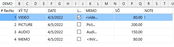 example data for demo