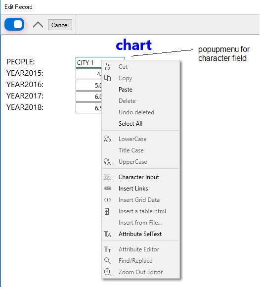 popupmenu for character field