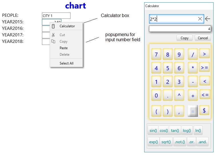 popupmenu for number field
