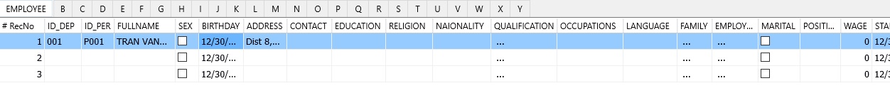 example data for employee
