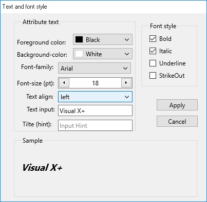 Font text dialog