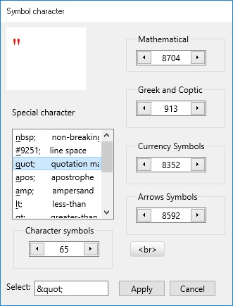 symbol dialog